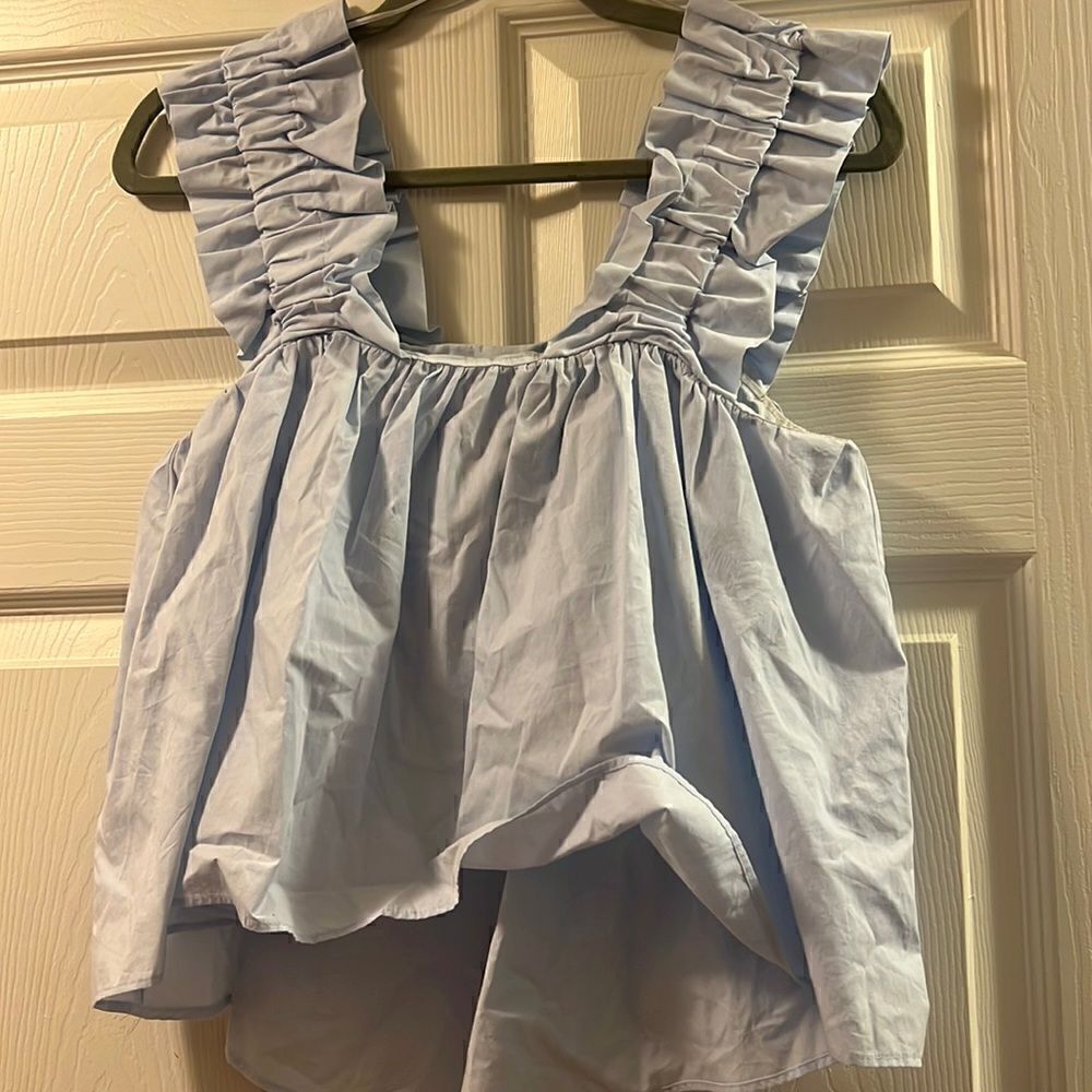 WOMEN Baby Doll Top ZARA Light Blue Cute Shirt / size XS NEW
